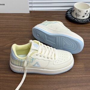 Cream and Blue Sneakers